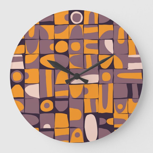 Sloppy Geometrie: Vintages Muster Große Wanduhr (Vorderseite)