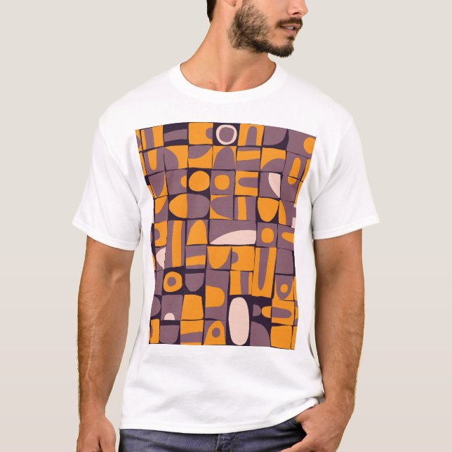 Sloppy Geometrie: Vintages Muster T-Shirt (Vorderseite)