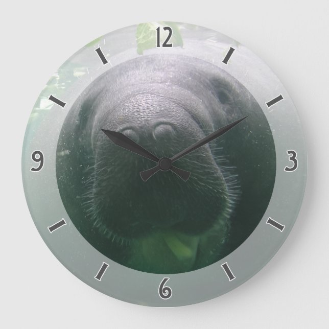 Sloppy Manatee Clock large round Große Wanduhr (Vorderseite)