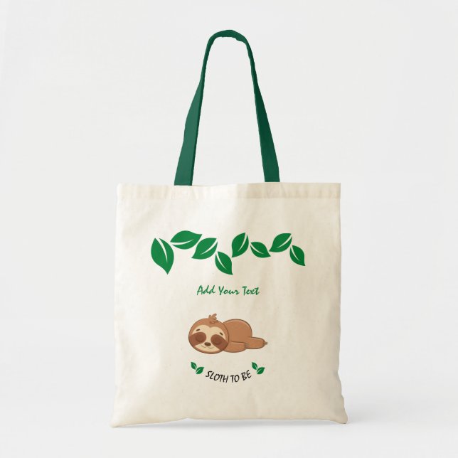 Slot | Funny Sloth botanische Blätter Custom Tragetasche (Vorne)