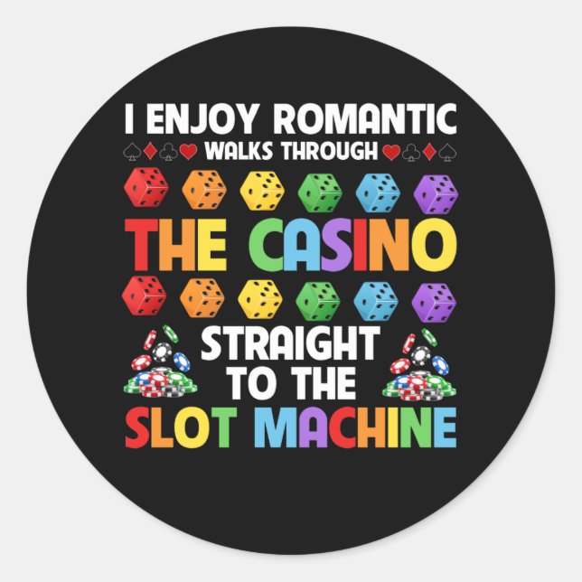 Slot Machine Gambling Casino Gambler Vegas Runder Aufkleber (Vorderseite)