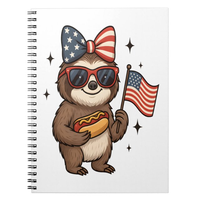 Sloth 4th July Notizblock (Vorderseite)