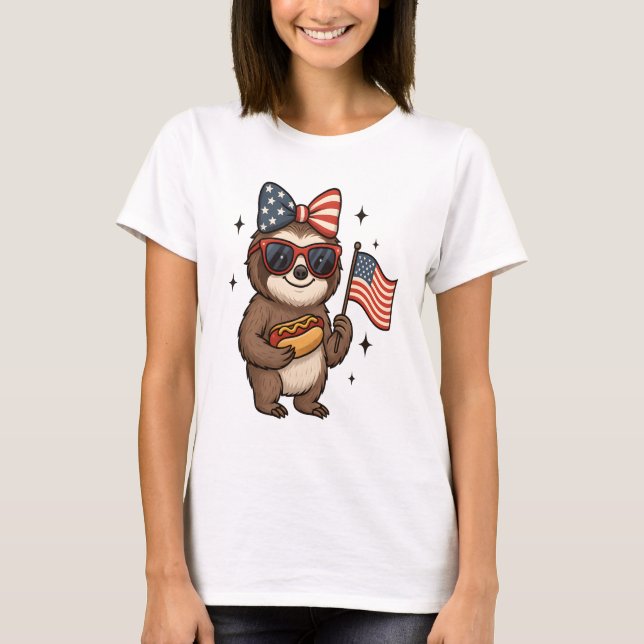 Sloth 4th July T-Shirt (Vorderseite)