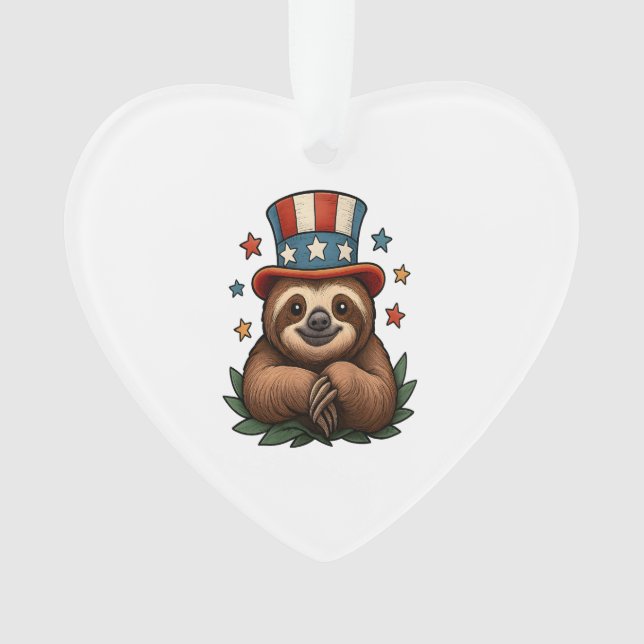 Sloth 4th of July Ornament (Vorderseite)