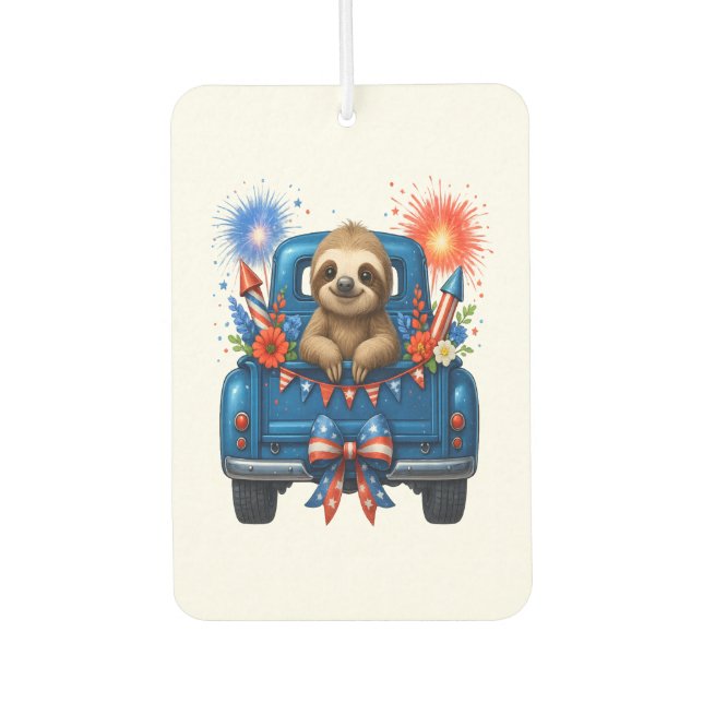 Sloth 4th of July Usa Autolufterfrischer (Vorderseite)