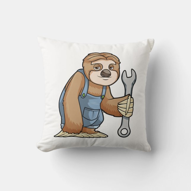 Sloth als Handwerker mit Wrench Kissen (Vorderseite)