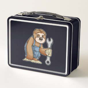 Sloth als Handwerker mit Wrench Metall Brotdose
