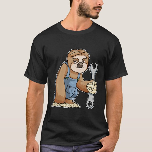 Sloth als Handwerker mit Wrench T-Shirt (Vorderseite)
