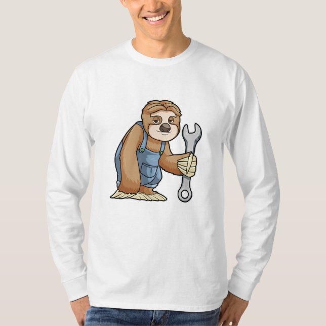 Sloth als Handwerker mit Wrench T-Shirt (Vorderseite)