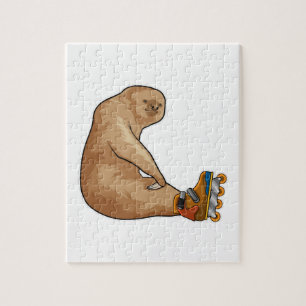 Sloth als Inline-Skater mit Inline-Skaten