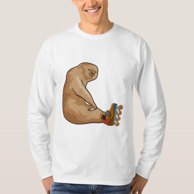Sloth als Inline-Skater mit Inline-Skaten T-Shirt (Vorderseite)