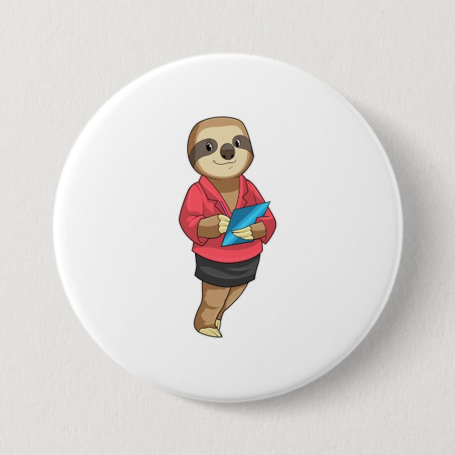 Sloth als Secretary mit Notepad Button (Vorderseite)