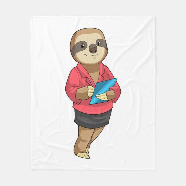 Sloth als Secretary mit Notepad Fleecedecke (Vorderseite)