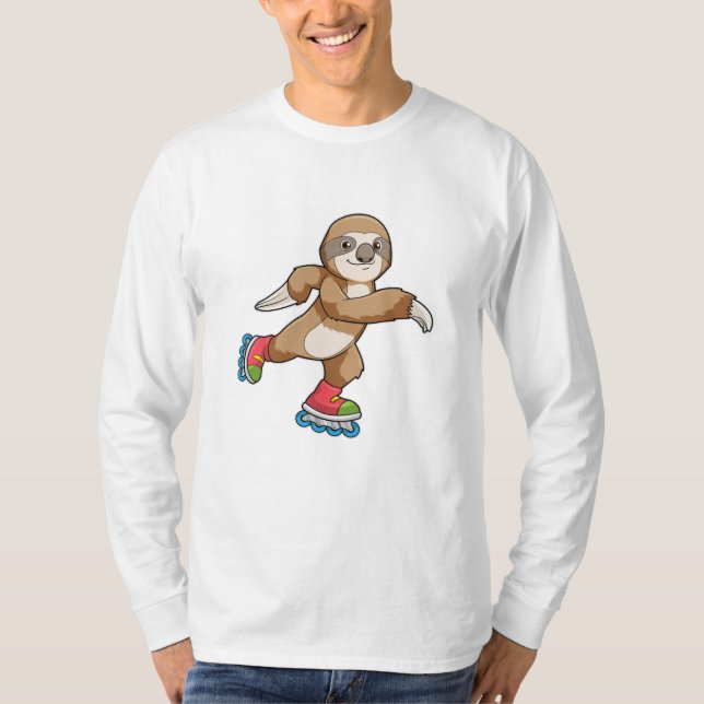 Sloth als Skater mit Inline-Skaten T-Shirt (Vorderseite)