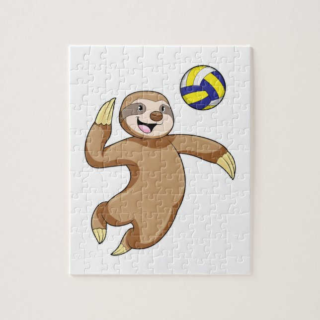Sloth als Volleyball-Spieler mit Volleyball (Vertikal)