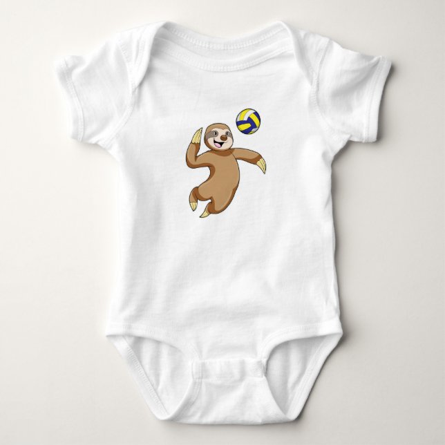 Sloth als Volleyball-Spieler mit Volleyball Baby Strampler (Vorderseite)