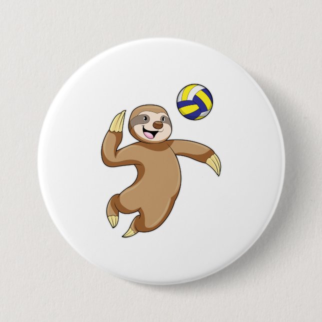 Sloth als Volleyball-Spieler mit Volleyball Button (Vorderseite)