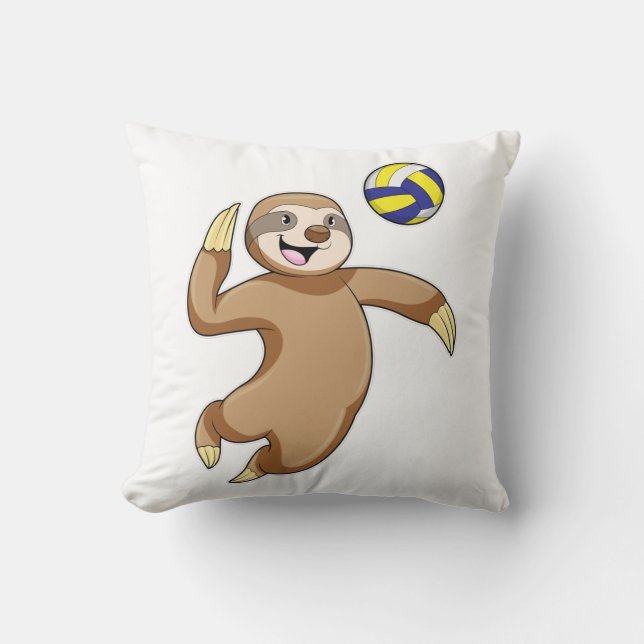 Sloth als Volleyball-Spieler mit Volleyball Kissen (Vorderseite)