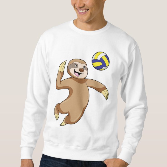 Sloth als Volleyball-Spieler mit Volleyball Sweatshirt (Vorderseite)