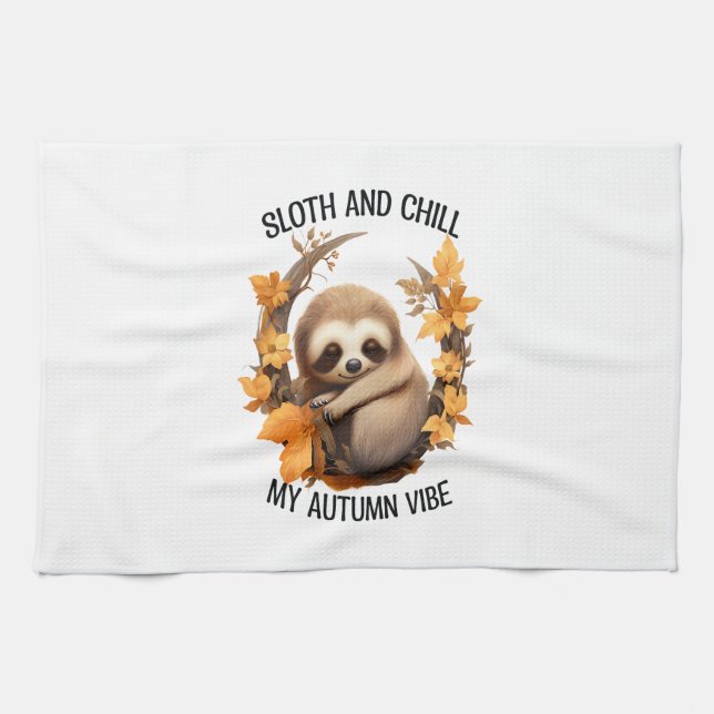 Sloth and Chill My Autumn Vibe Geschirrtuch (Horizontal)