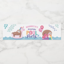 Sloth and Unicorn Summer Birthday Pool Party