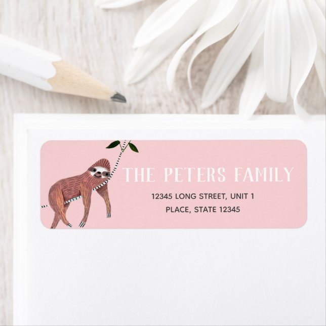 Sloth | Animal mignon | Baby Girl | ÉTIQUETTE DE A (En situation)