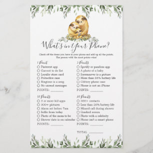 Sloth Animals Baby Shower Was ist in Ihrem Telefon