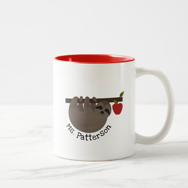 Sloth-Apfelbaum-Lehrer-Tasse Zweifarbige Tasse (Rechts)