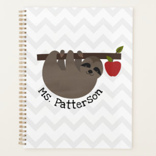 Sloth Apple Tree Zickzack Personalisierter Lehrer Planer