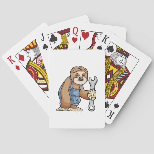 Sloth as Craftsman with Wrench Spielkarten (Rückseite)