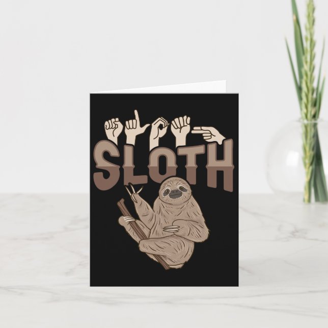 Sloth Asl Hand Gesture Deaf Gehörlosigkeit Bewusst Karte (Vorderseite)