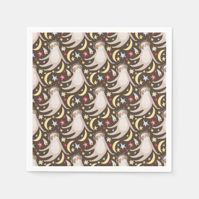 Sloth Astronaut Muster Serviette (Vorderseite)