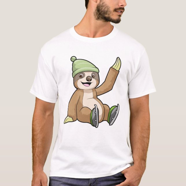 Sloth at Ice Skaten mit Ice-Skaten T-Shirt (Vorderseite)
