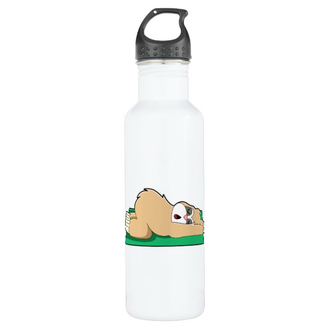 Sloth at Yoga on Yoga mat Edelstahlflasche (Vorderseite)