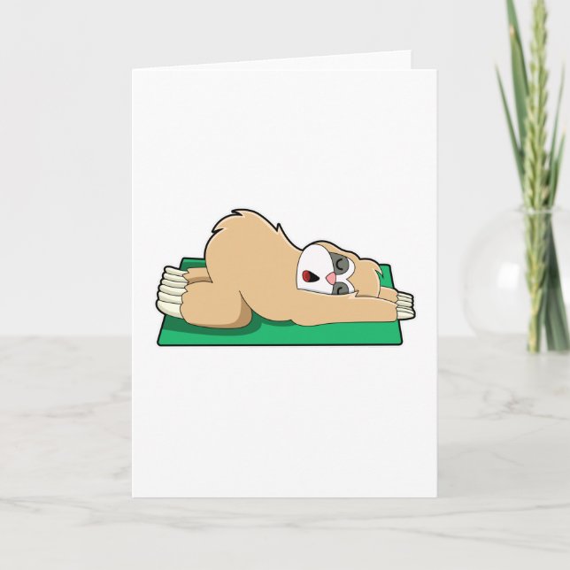 Sloth at Yoga on Yoga mat Karte (Vorderseite)
