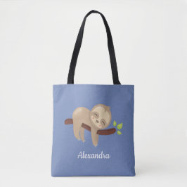 Sloth auf Branch Kawaii Style Animal Blue Tasche