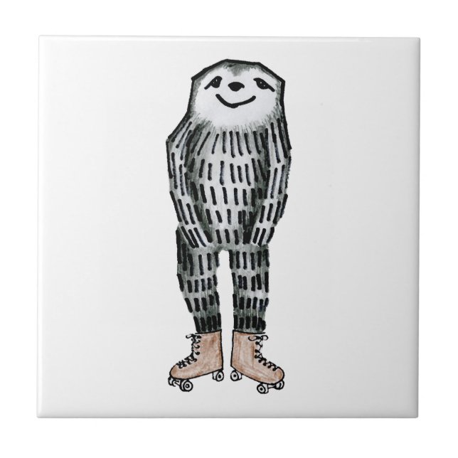 Sloth auf Rollen-Skaten Fliese (Vorderseite)