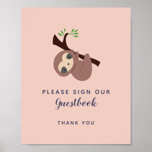 Sloth Baby Dusche Unterschreiben Sie unser Gästebu Poster