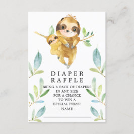 Sloth Baby Showdiaper Raffle Ticket Begleitkarte