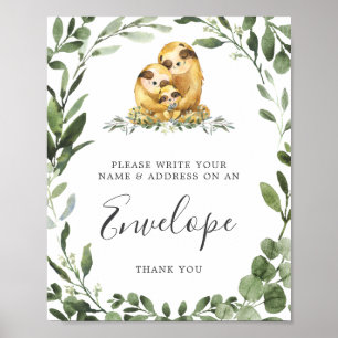 Sloth Baby Shower Address Envelope-Zeichen Poster