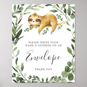 Sloth Baby Shower Address Envelope-Zeichen Poster