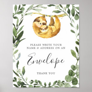 Sloth Baby Shower Address Envelope-Zeichen Poster