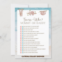 Sloth Baby Shower - bestellbarer Name, 12x18 Einladung