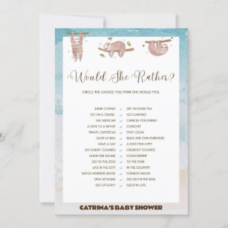 Sloth Baby Shower - bestellbarer Name, 12x18 Einladung