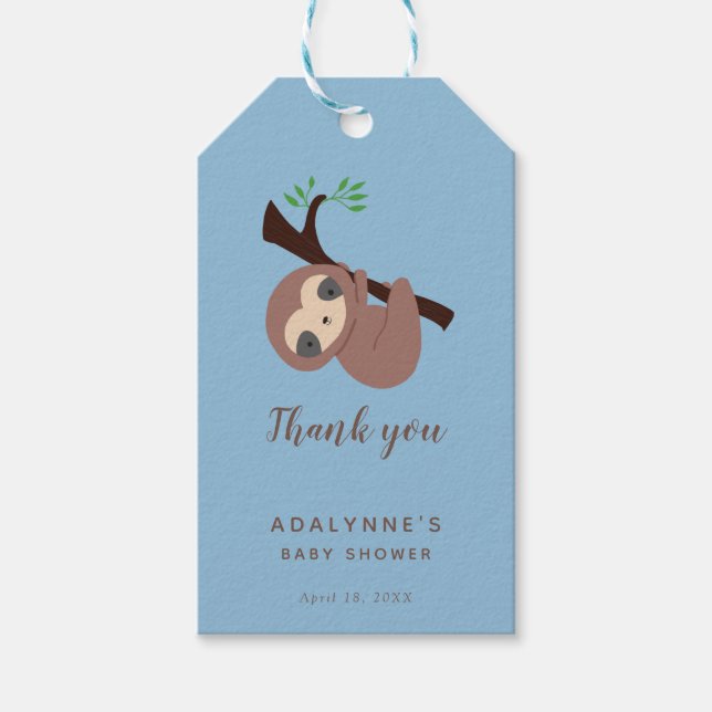 Sloth Baby Shower Danke, Script Niedlich Simple Gi Geschenkanhänger (Vorderseite)