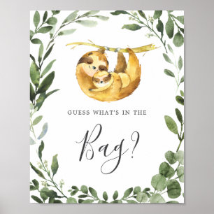 Sloth Baby Shower Guess Was ist im Bag Game? Poster