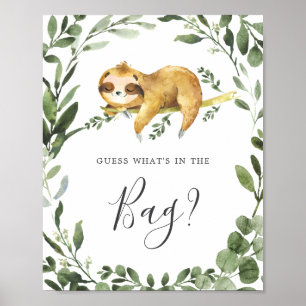 Sloth Baby Shower Guess Was ist im Bag Game? Poster