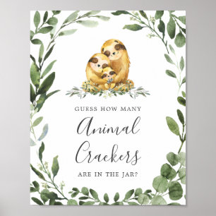 Sloth Baby Shower schätzt, wie viele Tierkräcker Poster