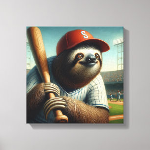 Sloth Baseball Player Leinwanddruck