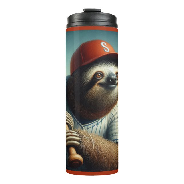 Sloth Baseball Player Thermosbecher (Vorderseite)
